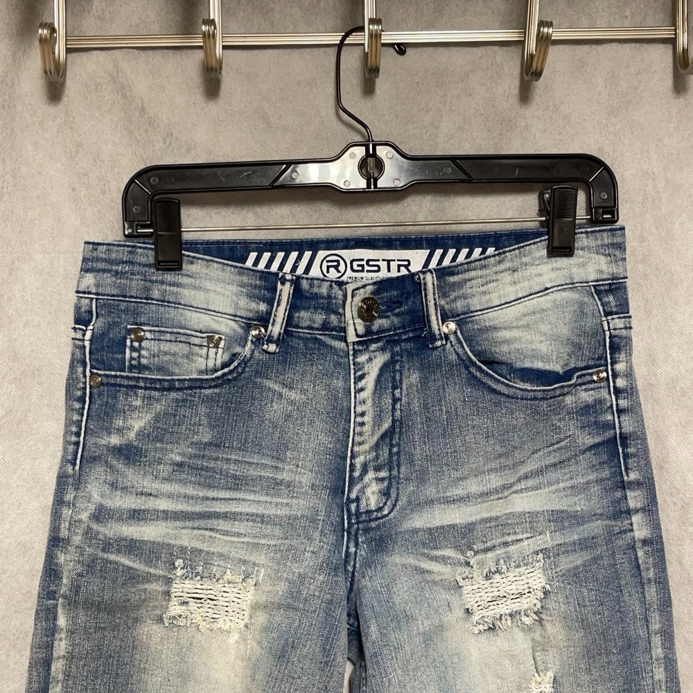 VTG G-Star RAW Shorts Men 29 Blue Denim Jeans Stone Wash Distressed 12 " Jorts